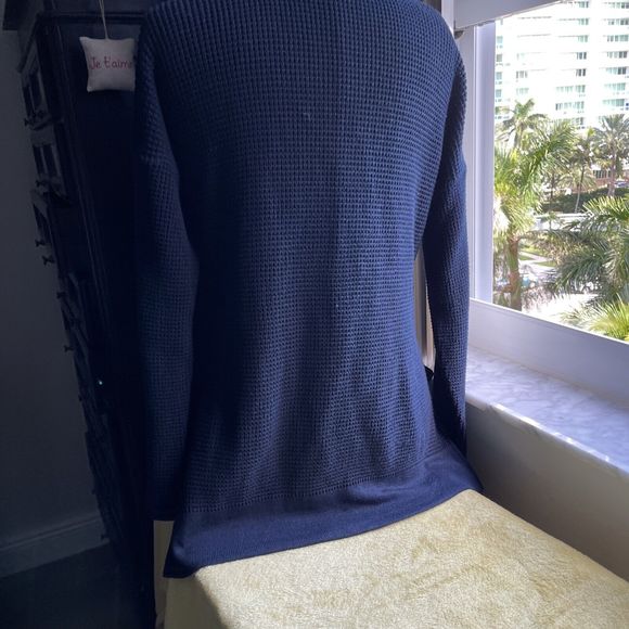 NAF NAF French  Womens Blue Duster Sweater Bows On Side Size M - Picture 5 of 10